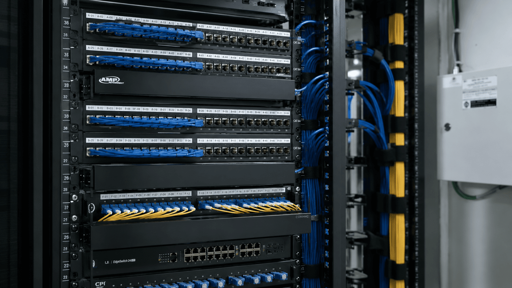 Labeled structured cabling patch panel in a Sta. Rosa Laguna IDF closet