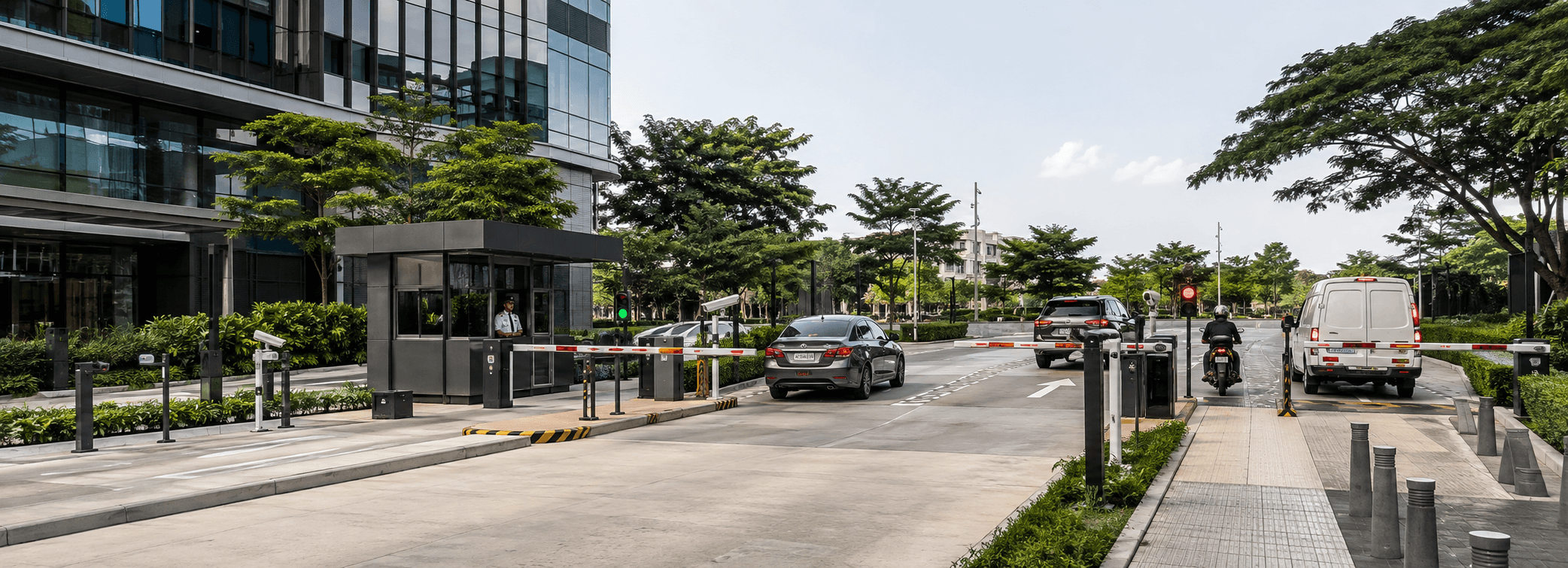 Automated boom gate with RFID and ANPR vehicle access at a Quezon City property