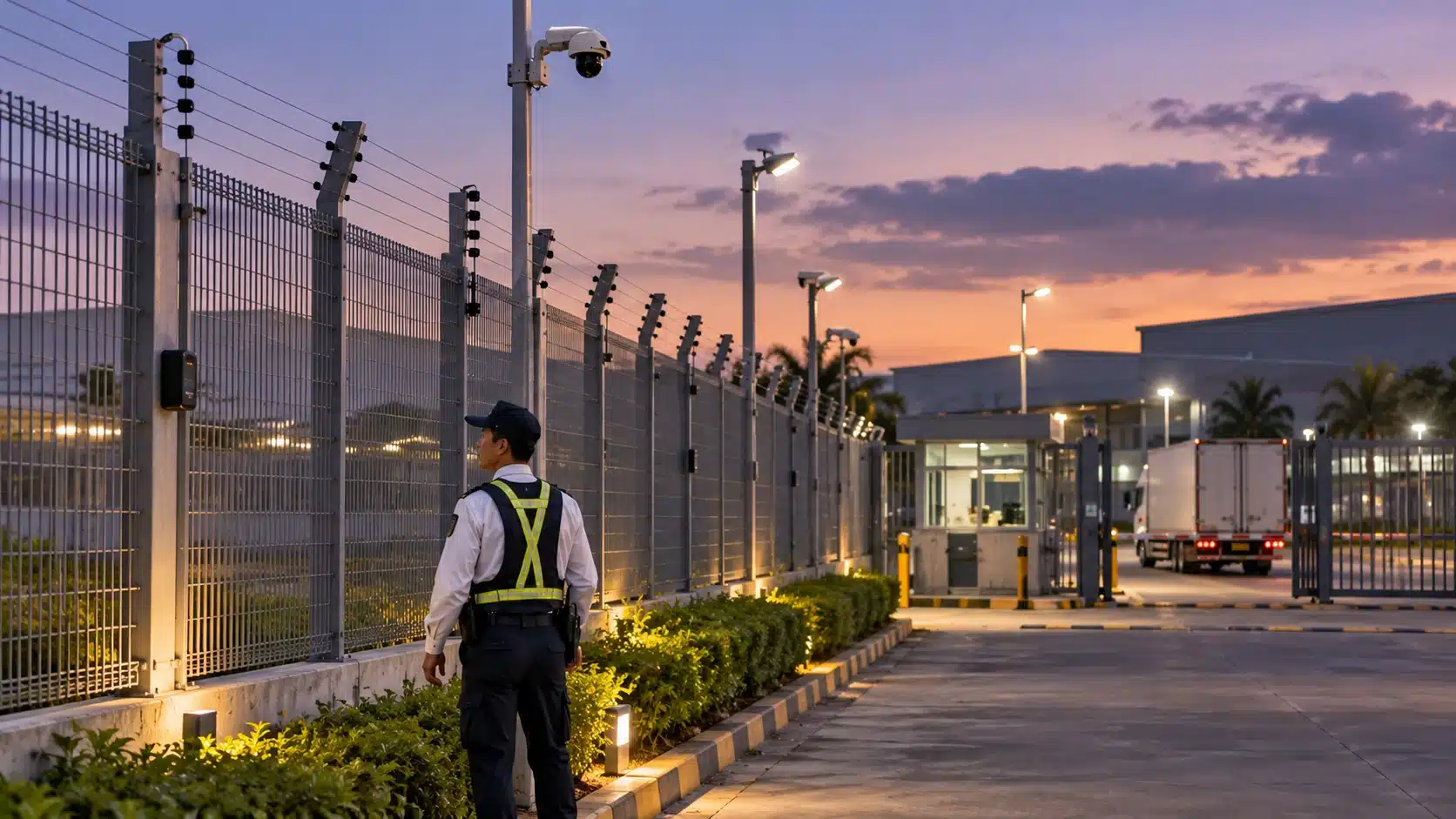 Industrial perimeter intrusion detection in the Philippines with secure fence, sensors, CCTV and guarded gate